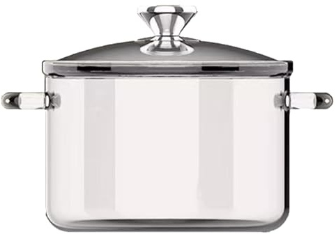 Ollas de vidrio para cocinar en la estufa, olla de fuego lento de vidrio transparente 3.5L estufa de utensilios de cocina grandes de la estufa de barosilicato segura con manijas anti-escalones de ore