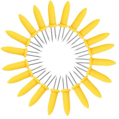 Corn on The Cob Holders: 20 Pcs Sweetcorn Holders Set - BBQ Skewers for Grilling - Ergonomic Non-Slip Handles - Stainless Steel Corn Forks for Home Kitchen Barbecue and Picnics
