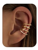CASSIECA Ohrclips für Damen Ear Cuff Fake Ohrringe 14K Gold Non Piercing Geschenkbox