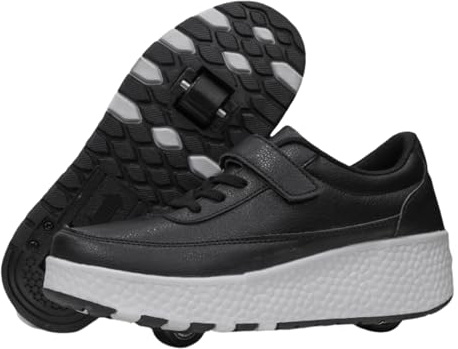 Yummsion 2 Ruote Skateboard Sneakers,Scarpe Rotelle con Outdoor Unisex,Scarpe con Automatiche Rotelle Retrattile,Design del Rullo,Adatto per Pattinaggio E Camminata