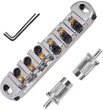 Gitarrenbrücke, Stringed Instrumentenroller, verstellbare elektrische Gitarre, Smooth Performance, inklusive 2 Bändern, für Anfänger, Musiker, Männer und Frauen