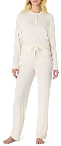 Amazon Essentials x Sofia Grainge Set Pigiama a Maniche Lunghe Stile Henley Donna, Avorio, S