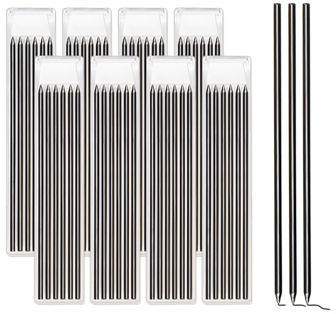 Vlecexs Mines Crayon Chantier, 48 Pcs 2.8mm Recharges de Crayons de Charpentier, Solides Mines de Crayon Noir pour Architecte Dessin Construction, Un marquage précis (Noir)