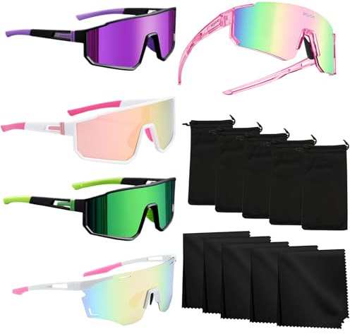 LOEPENLE Lot de 5 lunettes de soleil polarisées pour vélo, sport, protection UV400, coupe-vent, pour activités de plein air, cyclisme, course à pied