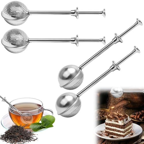 4 Pezzi Infusore Tè, Infusori tè a Pinza in Acciaio Inox, Pallina Da Tè con Manico Telescopico, Acciaio Inossidabile 304 Filtro per Tisane per Tè Sfuso, Spezie, Cacao e Farina