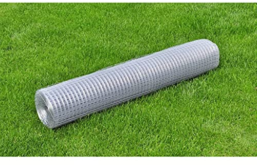 Recinzione metallica zincata, 10 x 1 m, in argento, per voliere e pollaio, robusta griglia in acciaio inox per recinzioni e protezione delle piante, tagliabile in modo flessibile