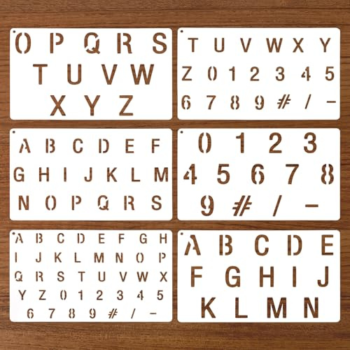 6Pcs Letter Stencils for Painting, Reusable Stencils Letters for DIY Craft | 8x5 in Alphabet Stencils, Number Templates for Painting on Wood, Wall, Fabric, Rock, Signage, Door Porch, DIY Art Projects