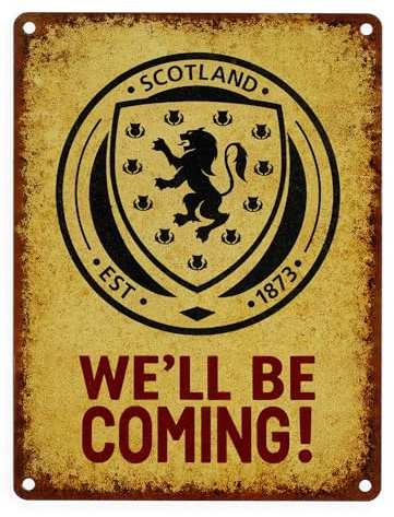 Official Scotland We’ll Be Coming Metal Sign – Scotland National Team Wall Art (15x20cm) – Licensed Football Gift, Man Cave Decor & Scotland Supporters Souvenir
