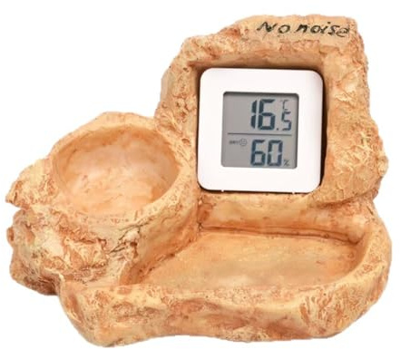 APGLSXY Cuenco de alimentación para reptiles con termómetros e higrómetro para lagartos, serpientes, hámsteres, terrarios, accesorios, reptiles, alimentos, platos de agua
