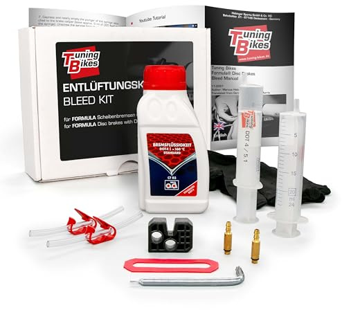 TB kit spurgo/kit da manutenzione per freni a disco di FORMULA - set di spurgo con liquido per freni DOT 4 di biciclette