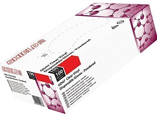 Shield size XL Clear Vinyl Disposable Gloves pack of 100 - powdered.