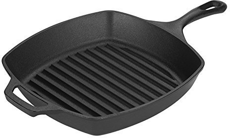 LODGE L8SGP3 Square Cast Iron Grill Pan (L8SGP3CN)