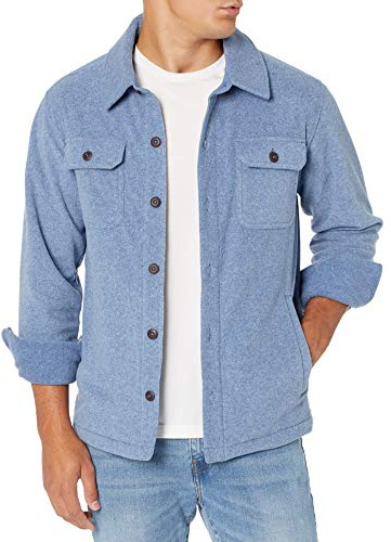Amazon Essentials Surchemise d’Hiver en Polaire à Manches Longues Homme, Bleu Indigo Chiné, M