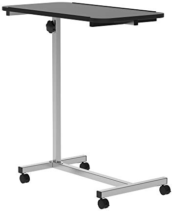HOMCOM Height Adjustable Over Bed Table with Wheels, C Shaped Laptop Desk, Portable Hospital Bed Table for Living Room, Bedroom, Black