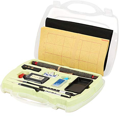 Fydun Set di calligrafia tradizionale cinese, con pennello inchiostro carta da scrittura strumento box kit per principianti scrittura e pittura
