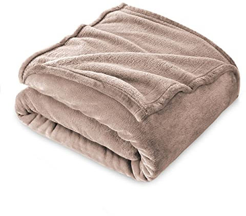 FARFALLAROSSA Coperta Plaid Pile, Coperta Letto Singolo/Matrimoniale 160 x 210 cm Flanella, Coperta Divano Grande Caldo Morbida - Beige