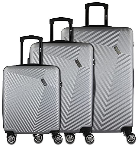 mano Don Carlo 3er-Hartschalen Kofferset (S,M,L) 4 Rollen mit TSA-Zahlenschloss, Silber