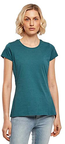 Build Your Brand Damen Basic Tee – Figurbetontes Baumwoll T-Shirt mit Rundhalsausschnitt & kurzen Ärmeln, ideal für Alltag, Freizeit & Veredelung,Teal,4XL