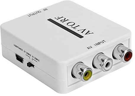 Topiky Mini Audio Video Converter, Video Adapter AV/CVSB to RF 67.25MHz / 61.25MHz, USB Audio Video Converter, Plug and Play