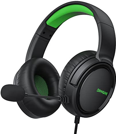 BINNUNE Cascos Gaming, Auriculares Gaming con Micrófono, Premium Stereo, Orejeras Ligero Cómodo, para Ps4 Ps5 Xbox PC NS Tableta Laptop - Verde