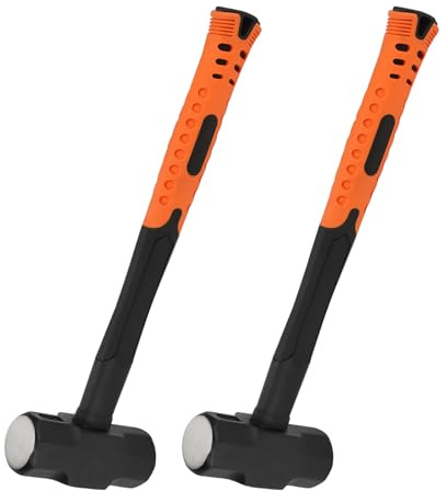 MANCHAP 2 PCS 14 Inch 3lbs Sledge Hammer with Fiberglass Handle, Drilling Crack Hammer, Club Hammer Tool for Demolition, Construction, Renovation, Orange