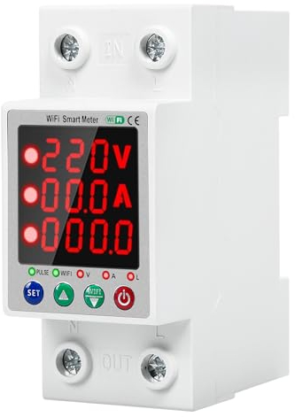 DEWIN Protezioni di Sovratensione e Sottotensione,2P AC230V 63A Stabilizzatore di Tensione 220V Misuratore Consumo Elettrico Wifi Protezione Sovratensione 220v Wifi con Display LCD