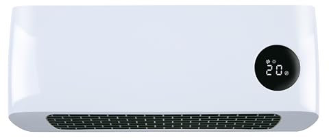 alpina Wand Heizlüfter 2000W – Keramik Heizstrahler mit 2 Leistungsstufen und Timer – Digital Thermostat - Kompakter Wandheizung - Wandmontage