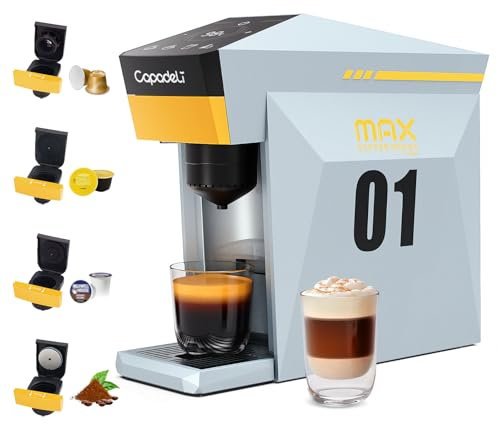RECAFIMIL 4-in-1-Kaffeemaschine, für NES/DG/K-Cup-Einweg-Kaffeekapseln und gemahlenen Kaffee, 19-bar-Espressomaschine, Touchscreen-Steuerung, Grau