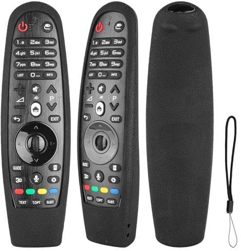 Funda para Mando a Distancia de Silicona Compatible con LG AKB75855501 AN-MR20GA AN-MR650A AKB75075301 AN-MR600 AN-MR650 Mando a Distancia Cubierta Protectora a Prueba de Choques con Cordón (Negro)