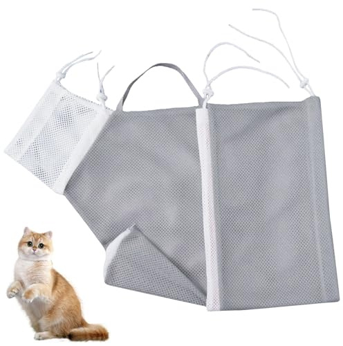 TRHDFW Adjustable Cat Bathing Shower Wash, Puppy Dog Pet Cleaning Shower Net, Grooming Bag for, Anti-Bite and Anti-Scratch Restraint Bag for Bathing Nail Trimming