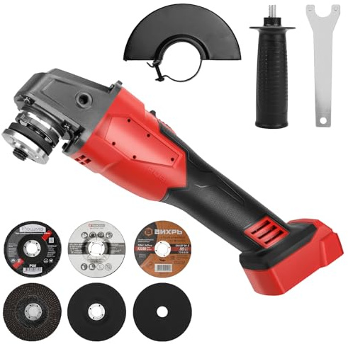 Amoladora Angular Inalámbrica Compatible con Milwaukee 18V, Herramienta Rectificado sin escobillas 12000 rpm para Ruedas 125 mm, 3 Amoladoras de Velocidad Variable para Cortar, pulir (Sin Batería)