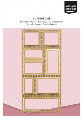 Vaessen Creative Troqueles de Corte Set-Sellos Postales-9 Uds de 1,7 x 2,9 cm a 7,2 x 15 cm-para Mini Máquina-para Tarjetas, Scrapbooking, Manualidades, DIY, Oro, 9