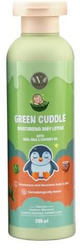 Vanan Lozione idratante per bambini Green Cuddle con aloe vera, proteine del latte e olio di cocco, idratazione quotidiana delicata per la pelle sensibile del bambino, dermatologicamente e pediatrica