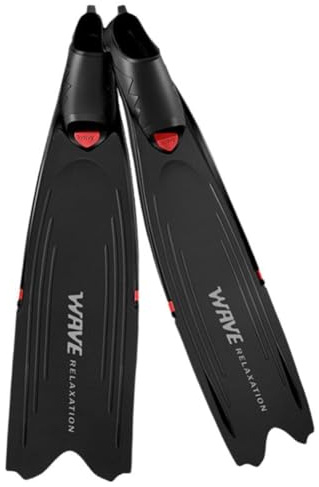 Pinne lunghe in apnea, pinne flessibili per allenamento per adulti, tenuta del respiro e nuoto oceanico, regolabili, colore nero, taglia M