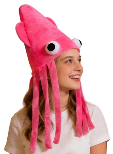 Genérico Gorro de Calamar,Disfraz de Calamar de Peluche Transpirable | Sombrero de Animal Marino,Para Fotografía, Actuaciones, Navidad, Cumpleaños, Niños, Adultos,