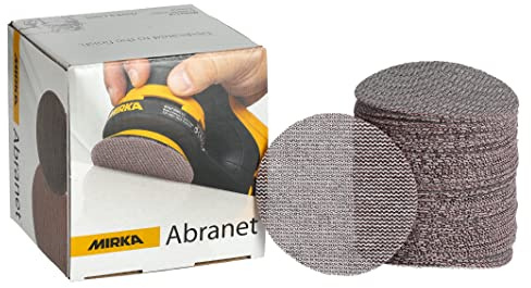 Mirka Abranet Disques abrasifs filet Ø 77 mm autoagrippant/grain P360 / 50 pcs/pour poncer le bois, le mastic, la peinture, le plastique / 5420305037