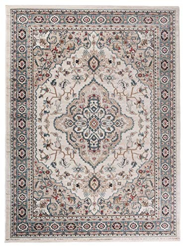 Mazovia Traditioneller Orientalischer Teppich - Weicher Teppich für Wohnzimmer Schlafzimmer Esszimmer - ÖKO-TEX Zertifiziert - AYLA - 160 x 220 cm - Creme