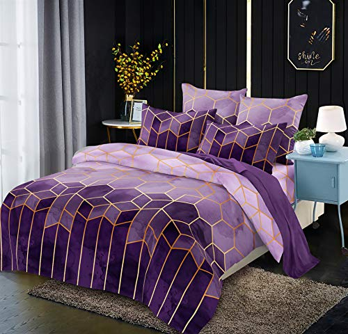 Luofanfei Microfaser Bettwäsche 200x220 Lila Violett Streifen Geometrisch Gestreifte Bettwaesche Doppelbett Set 3 Teilig 1 x Bettbezug 200 220 mit Reißverschluss 2 x Kissenbezüge 80x80