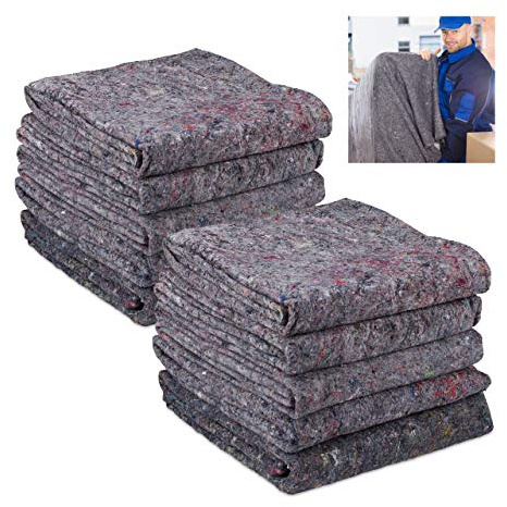 Pack 40 Fieltros Protectores Mudanzas, Mantas Transporte o Almacenaje, Material Reciclado, 150 x 200 cm, Gris