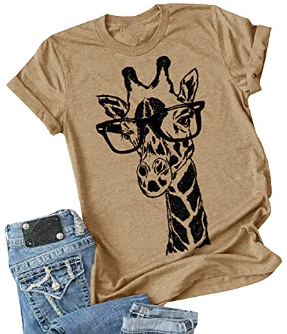 Auburet Womens Giraffe T Shirt Summer Funny Graphic Short Sleeve Crewneck Tees Casual Shirt Tops