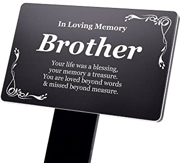 Plaque for Brother Memorial Ornaments. In Loving Memory of Brother Plaque Bereavement Gift. Grave Marker. Plant Marker. Memorial Ornament. Brother Tribute.