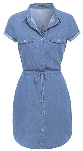 SS7 NEW Denim Blue Shirt Dress Sizes 8-18 (UK - 14, Light Blue)