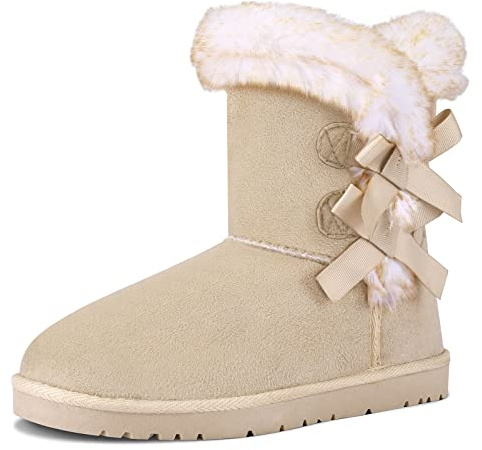 WFL Women Snow Boots Classic Mid-calf Fur Lining Fashion Winter Boots
