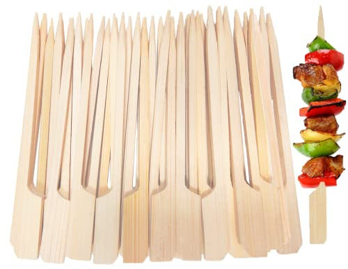 AMZJIMTOP 200 Pcs Cocktail Sticks - Bamboo (9 cm) Natural Paddle Knotted Skewers Toothpicks Food Tooth Picks for Drinks, Charcuterie, Garnish Accessories, Party Supplies