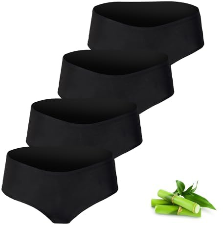 Basic Treasure Lot de 4 Slips en Bambou Doux pour Femme - sans étiquettes, Hipster, M