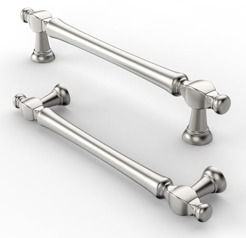 FURNIWARE 10 stycken skåphandtag, borstad satin-nickel möbelhandtag 128 mm hålavstånd lådhandtag, lådhandtag för dörrar, kök, kistor, byråer, skåp