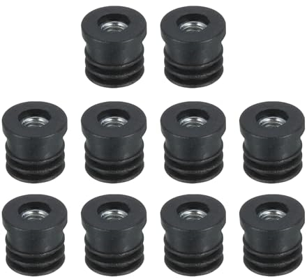 QUARKZMAN 10 Pièces D'Inserts pour Tubes Ronds avec Filetage M6, pour Tube Rond de 16 mm de Diamètre Extérieur, Bouchon Rond en Plastique Noir, Insert de Roulette de Chaise