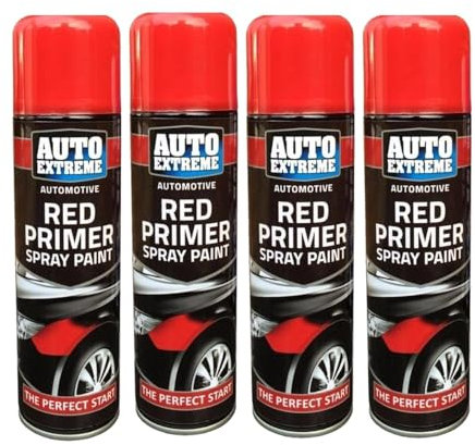 SDMAX All Purpose Red Primer Spray Paint, Suitable for Wood, Metal, Plastic, and, Glass Surface, Fast Drying, Easy Application, Interior and Exterior Usage, 250ML (4 Pcs)