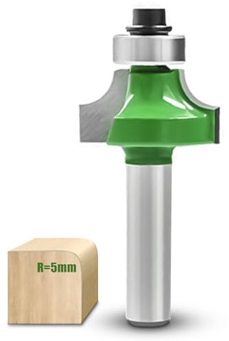 NICAVKIT Fresa Redondeada de 8 mm, Radio de 5 mm, Metal Duro para Fresadora Con Rodamientos, para Carpintería y Cantos