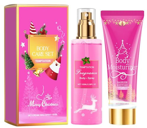 Bio Wildrose Bodylotion mit Body Spray Frauen,Naturkosmetik Körperpflege Lotion,Lang Anhaltender Duftspray,Straffend Körperlotion Glättet die Haut,Geschenkset Frauen